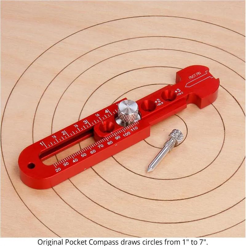 JCFANTS 165mm Woodworking Compass Scriber, Woodworking Scribe Gauge, Adjustable Metric Arc Drawing Ruler Scribing Circle Ruler Marking Gauge Circle Marking Tool (Red) - Image 3